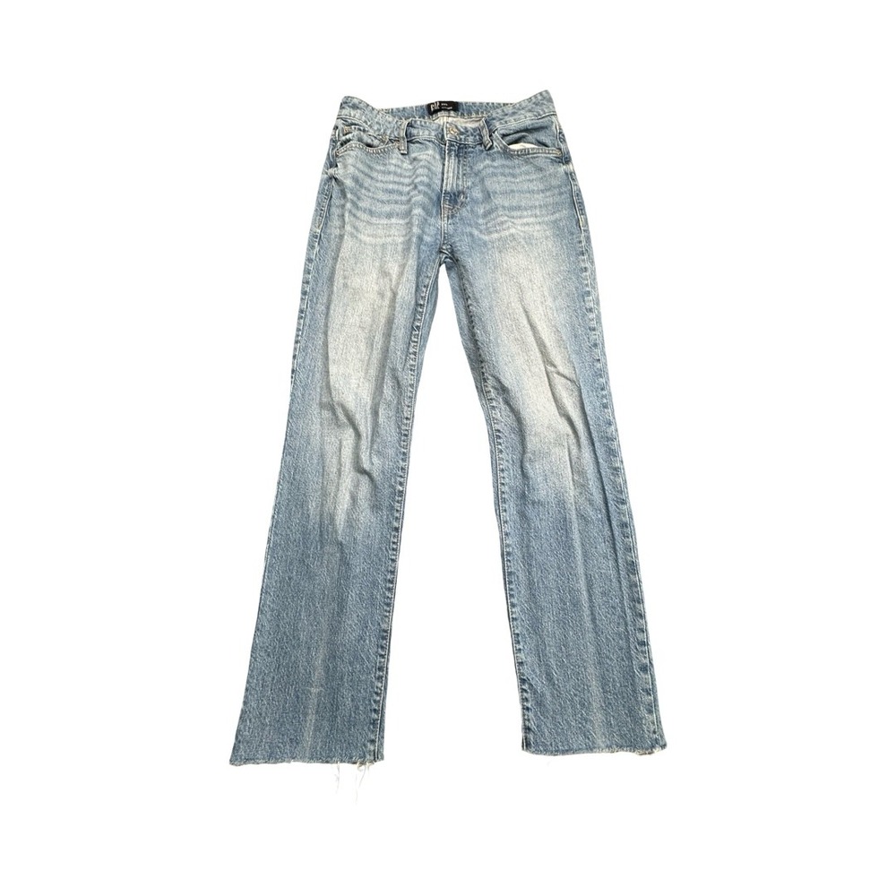 Gap Jeans‎ Womens 4/27R Blue Denim Boyfriend Straight Leg Raw Hem Light Wash